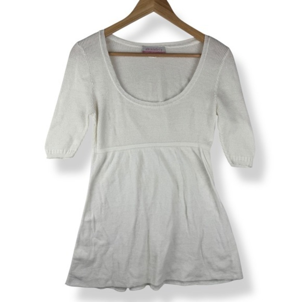 Vintage Y2K Waffle Thermal Knit Babydoll Top Size Medium Bella Swan Feminine USA